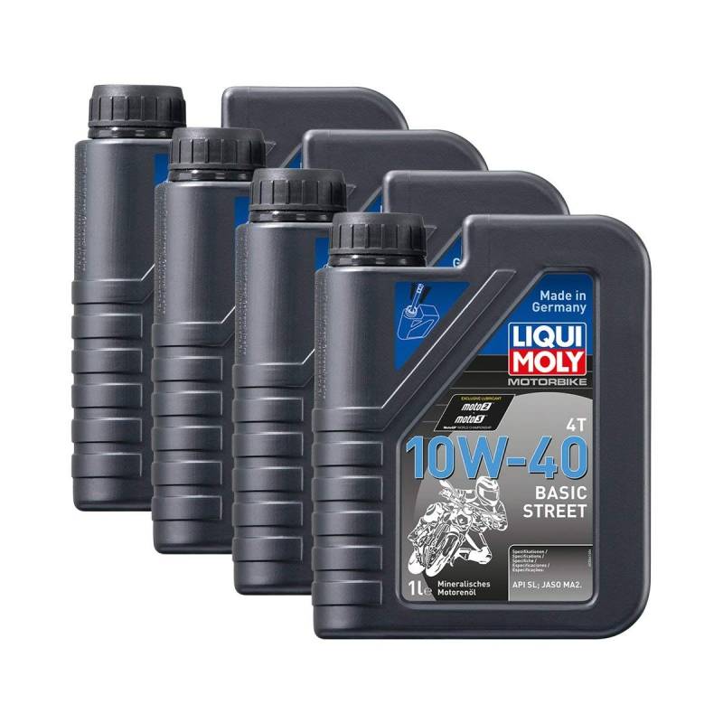 Liqui Moly 4X 3044 Motorbike 4T Basic Street Motoröl Engine Oil 10W-40 1L von Liqui Moly