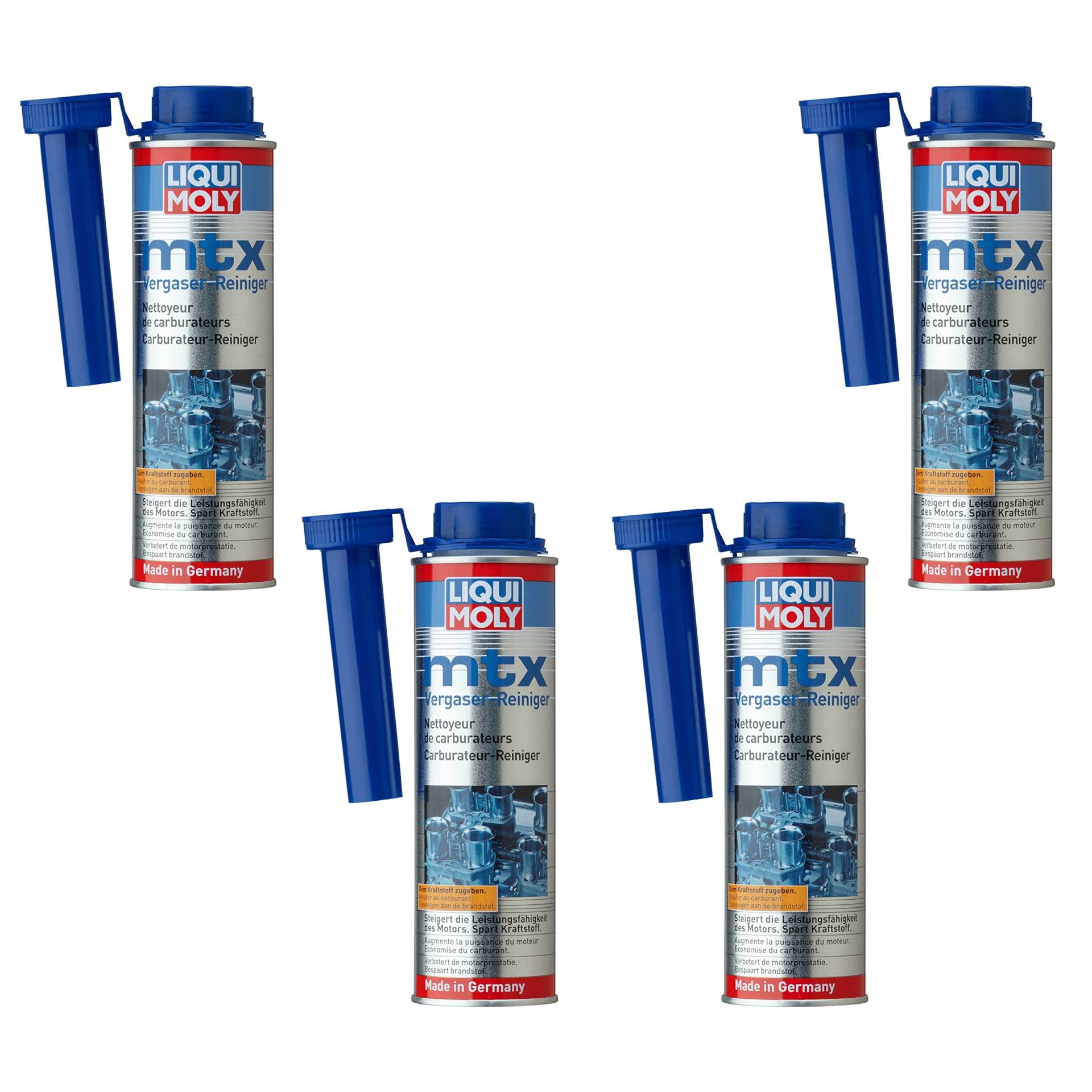 Liqui Moly 4X MTX Vergaserreiniger 300ml | Entfernt Ablagerungen im Vergaser, an Ventilen, Zündkerzen sowie im Brennraum und verhindert Neubildung | Kraftstoff Additiv für Benzin-Motoren | 4X 300ml von Liqui Moly