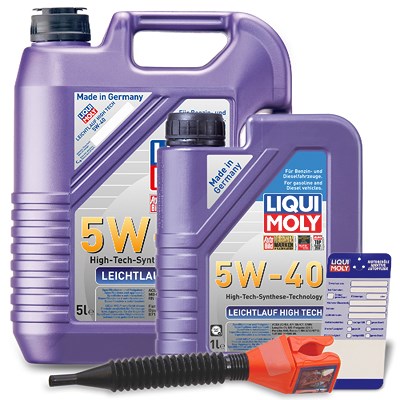 Liqui Moly 6 L Leichtlauf High Tech 5W-40 + Ölwechsel-Anhänger + Einfülltric [Hersteller-Nr. 3864] von Liqui Moly