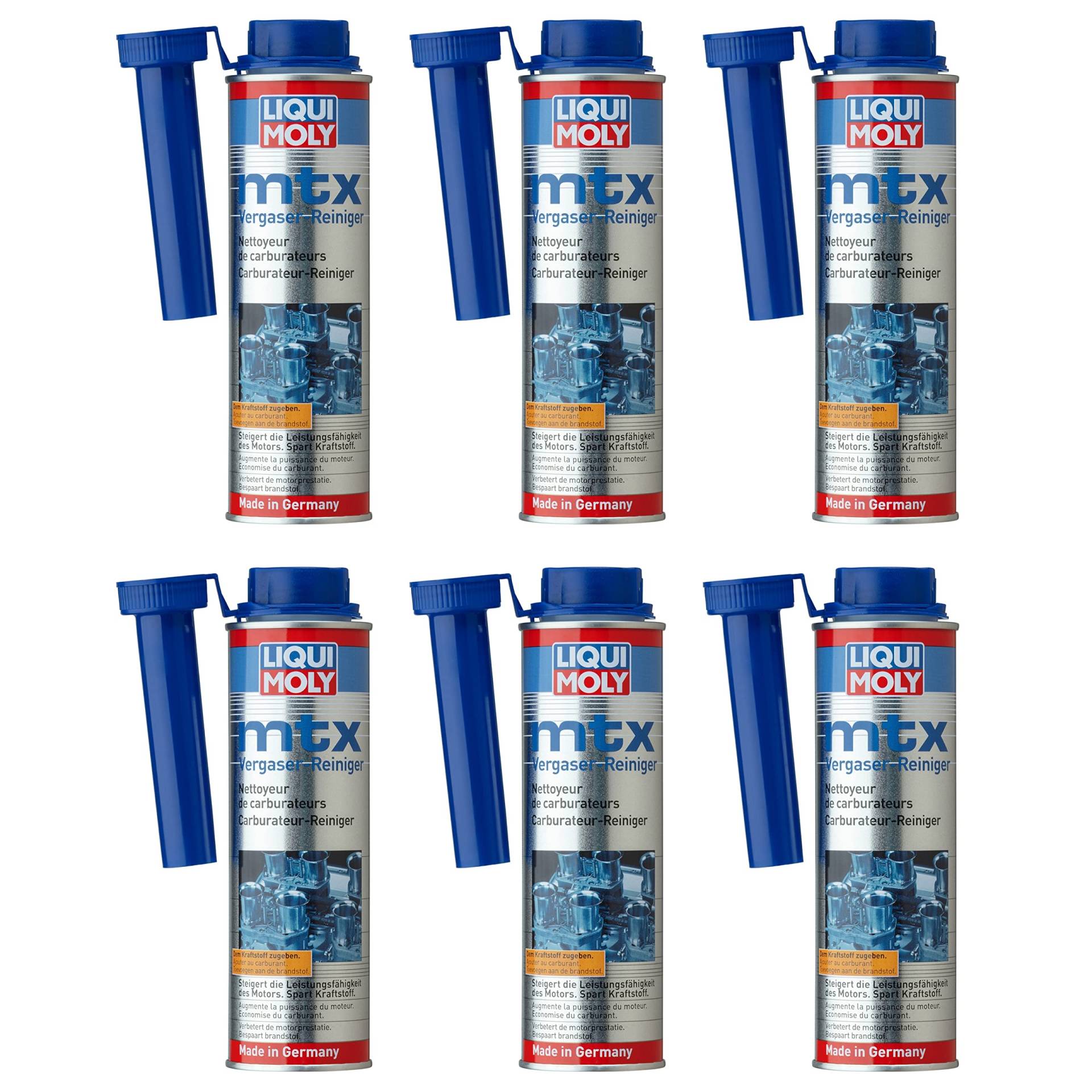 Liqui Moly 6X mtx Vergaserreiniger 300ml | Entfernt Ablagerungen im Vergaser, an Ventilen, Zündkerzen sowie im Brennraum und verhindert Neubildung | Kraftstoff Additiv für Benzin-Motoren | 6X 300ml von Liqui Moly