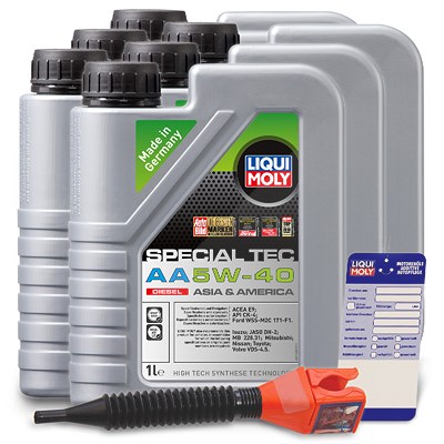 Liqui Moly 6x 1 L Special Tec AA 5W-40 Diesel + Ölwechsel-Anhänger + Einfüll [Hersteller-Nr. 21330] von Liqui Moly