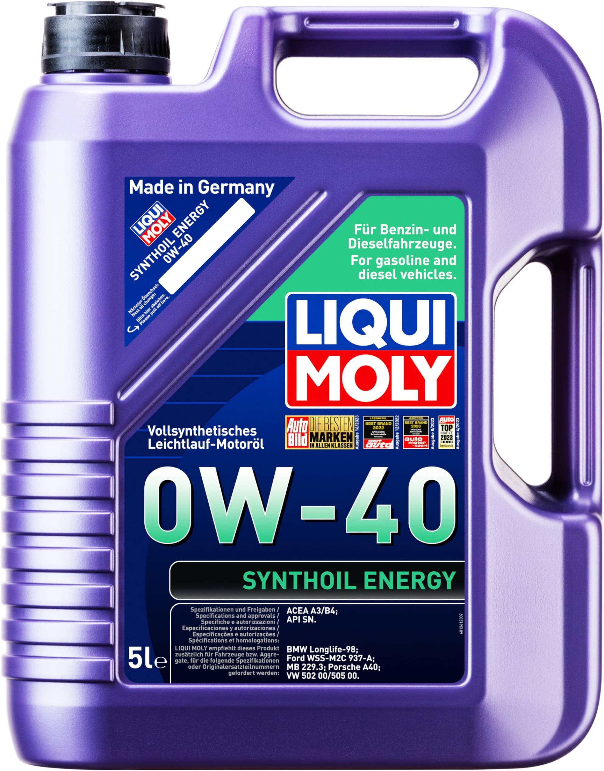 Liqui Moly Motoröl 0W-40 5L Synthoil Energy Acea A3/B4 Api Sn Motorenöl von Liqui Moly