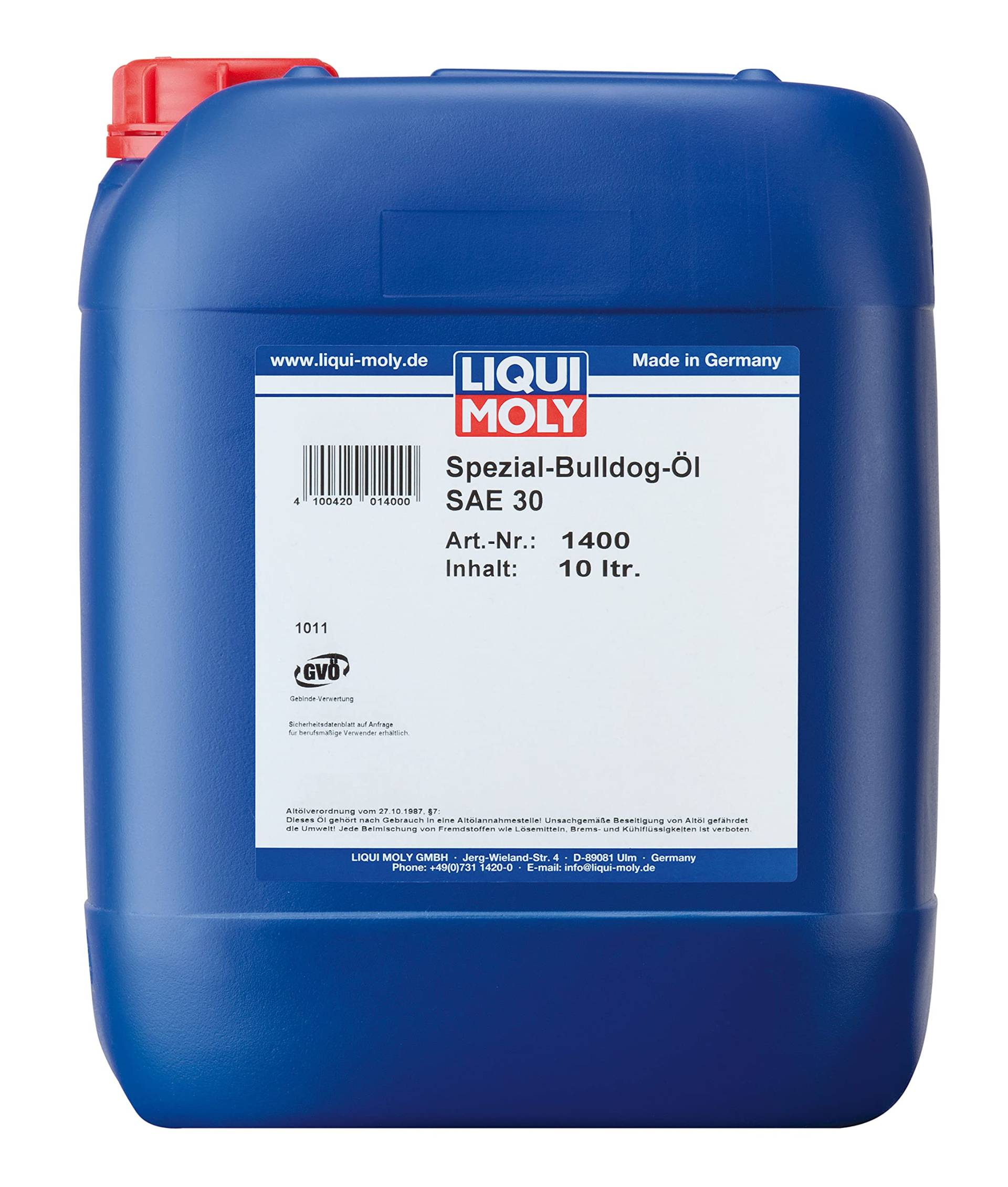 LIQUI MOLY Spezial Bulldog-Öl SAE 30 | 10 L | Traktorenöl | Art.-Nr.: 1400, farblos von Liqui Moly