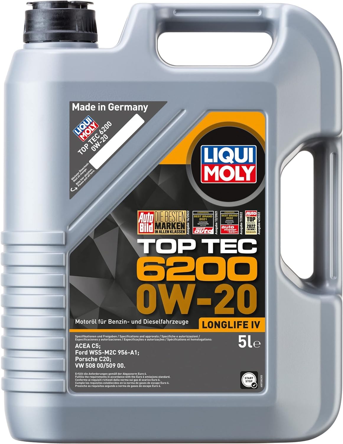 LIQUI MOLY Top Tec 6200 0W-20 | 5 L | Synthesetechnologie Motoröl | Art.-Nr.: 20781, farblos von Liqui Moly