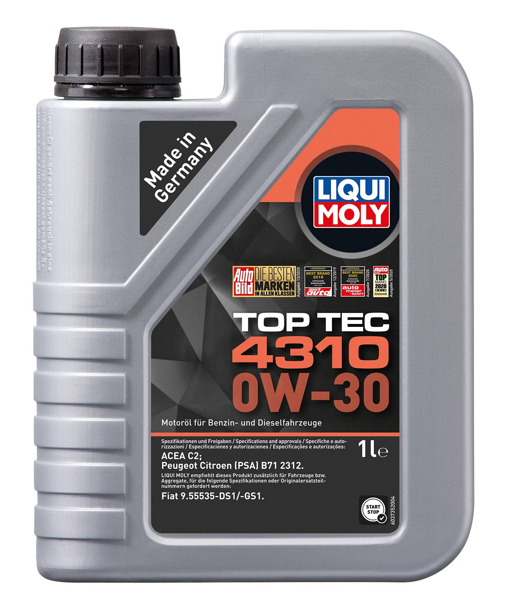 LIQUI MOLY Top Tec 4310 0W-30 | 1 L | Synthesetechnologie Motoröl | Art.-Nr.: 3735, farblos von Liqui Moly