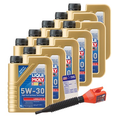 Liqui Moly 10x 1 L Longlife III 5W-30 + Ölwechsel-Anhänger von Liqui Moly