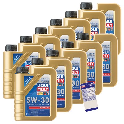 Liqui Moly 11x 1 L Longlife III 5W-30 + Ölwechsel-Anhänger von Liqui Moly