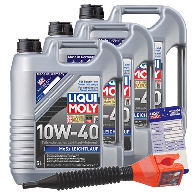 Liqui Moly 15 L MoS2 Leichtlauf 10W-40 + Ölwechsel-Anhänger von Liqui Moly