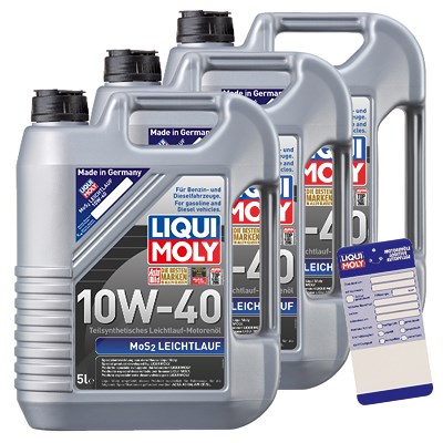 Liqui Moly 15 L MoS2 Leichtlauf 10W-40 + Ölwechsel-Anhänger von Liqui Moly