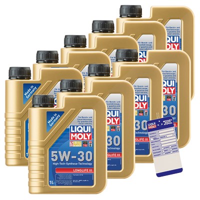 Liqui Moly 9x 1 L Longlife III 5W-30 + Ölwechsel-Anhänger von Liqui Moly