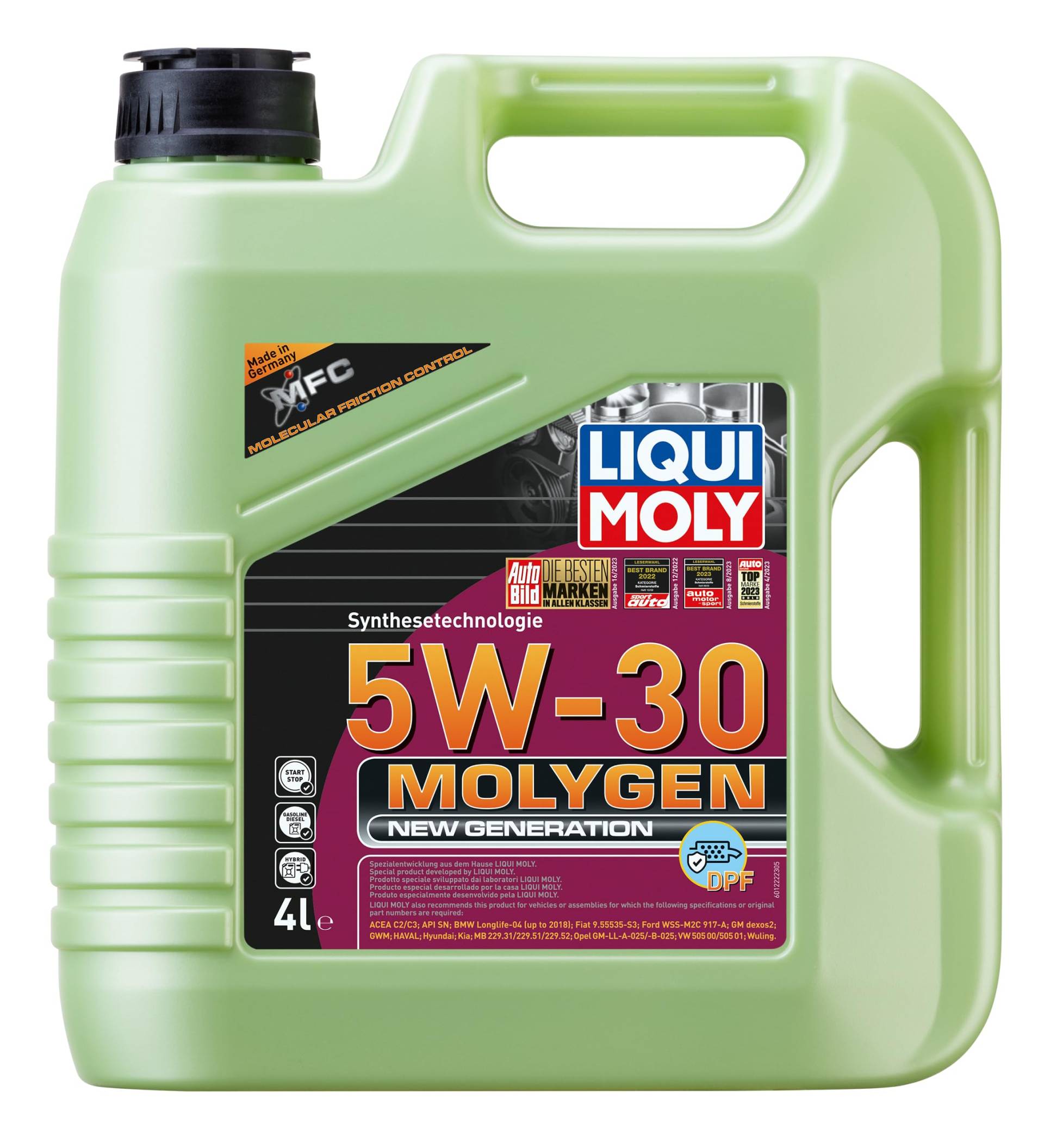 Liqui Moly Motoröl 5W-30 4L Molygen Dpf Api Sn Acea C2/C3 Motorenöl Schmieröl von Liqui Moly