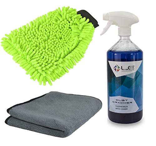 Felgenreinigungs-Set - ADVANTUSE Tuch + Liquid Elements Dust Cracker Normal 1000ml + Waschhandschuh (Handschuh + Dust Cracker normal + Tuch) von Liquid Elements / ADVANTUSE