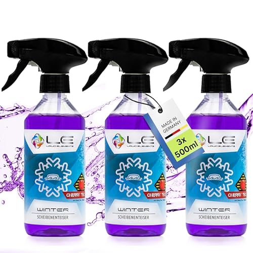 Liquid Elements – Winter Scheibenenteiser Spray Auto 3X 500ml – Enteiserspray schnell wirksam bis -45° C – Auto Enteiser entfernt EIS ohne Kratzen & verhindert Wiedervereisung (Cherry Tec) von Liquid Elements