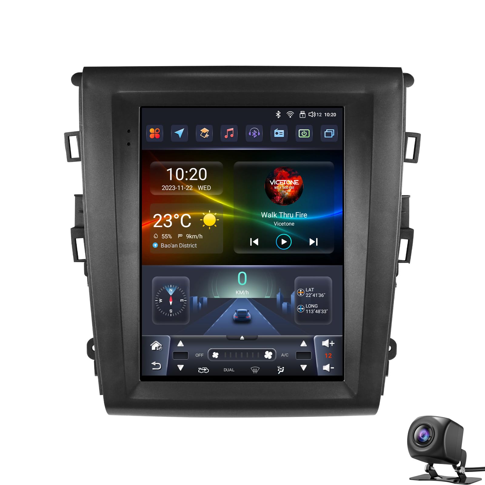 9,7-Zoll-Touchscreen Car Radio für F-ord Fusion/Mondeo MK5 2013-2019 Android 15 Stereo Multimedia Player unterstützt drahtloses Carplay Android Auto GPS-Navi WiFi BT FM Am RDS USB SWC DSP Ka(Color:P1) von LiteGauge