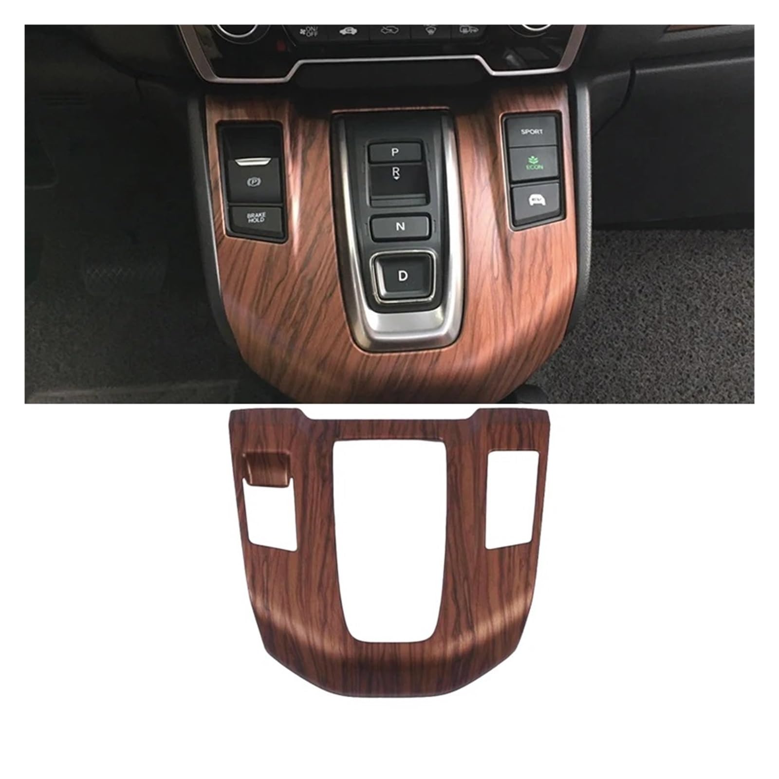 Control Panel Aufkleber Für C&RV 5TH LHD 2017 2018 2019 2020 Auto Holzmaserung Innen Zubehör Shift Getriebe Panel Abdeckung Konsole Wasser Tasse Halter Abdeckung Trim Mittelkonsole Frame(Hybrid versio von Litemai