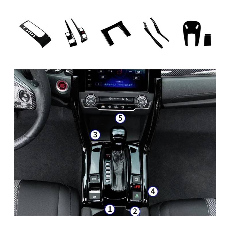 Control Panel Aufkleber Für C&ivi-c 10th 2016 2017 2018 2019 2020 2021 Car Center Console Gear Shift Panel TrimStickers Mittelkonsole Frame(Option6) von Litemai