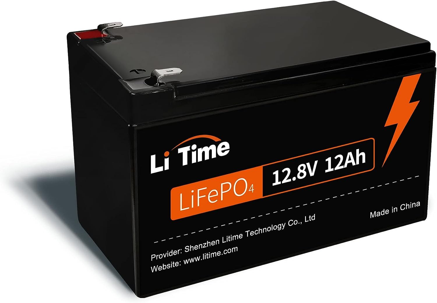 LiTime 12V 12Ah LiFePO4 Lithium-Batterie, eingebautes 12A BMS 153,6W Ausgangsleistung, 4000+ tiefe Zyklen & 10-Jahres-Lebensdauer, geringe Selbstentladung, für Fischfinder, Licht, Spielzeug, Camping von Litime