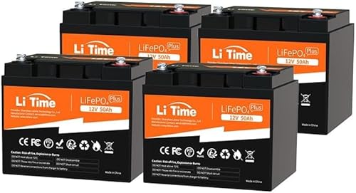 LiTime 4Pack LiFePO4 12V 50Ah Batterie mit Max. 15000 Zyklen und 10 Jahre Lebensdauer, Eingebautes 50A BMS, 12V Lithium Akku Ideal für Wohnmobil, Solaranlage, Marine, Perfekter Ersatz für AGM Batterie von Litime