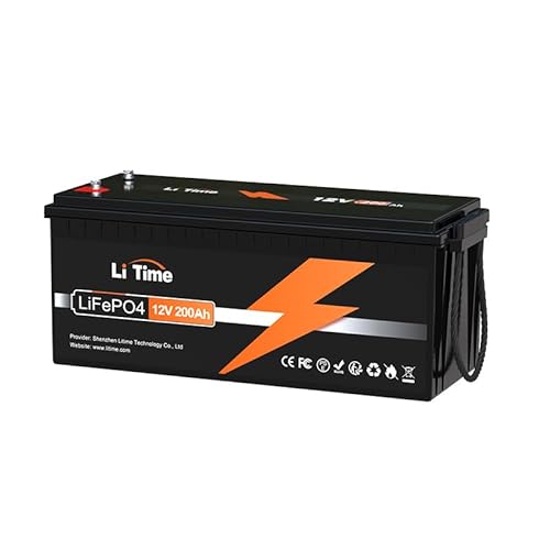 LiTime LiFePO4 12V 200Ah Lithium Batterie mit über 10 Jahre Lebensdauer und Max. 15000 Zyklen, 2560Wh Lastleistung, 100A BMS, IP65 wasserdichte, 12V Lithium Akku für Wohnmobil, Boot, Solaranlage von Litime