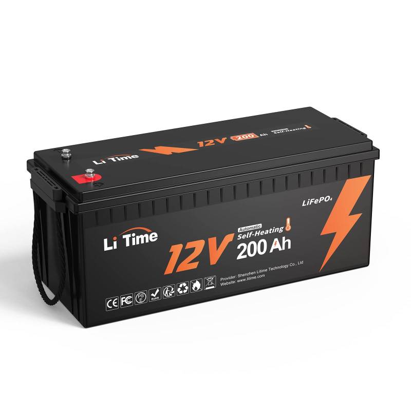 LiTime LiFePO4 200Ah 12V Batterie Selbstwärmende Lithium Akku unterstützt Niedrige Temp. Aufladen -20°C, mit über 10 Jahre Lebensdauer und Max. 15000 Zyklen für Wohnmobil, Solaranlage, Camping von Litime