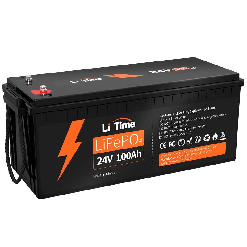 LiTime LiFePO4 24V 100Ah Lithium Batterie, Max. 2560W Leistung und Max. 15000 Zyklen, 10 Jahre Lebensdauer, Ideal Ersatz AGM-Batterie, Perfekt für Wohnmobil, Marine, Solaranlage, Boote von Litime