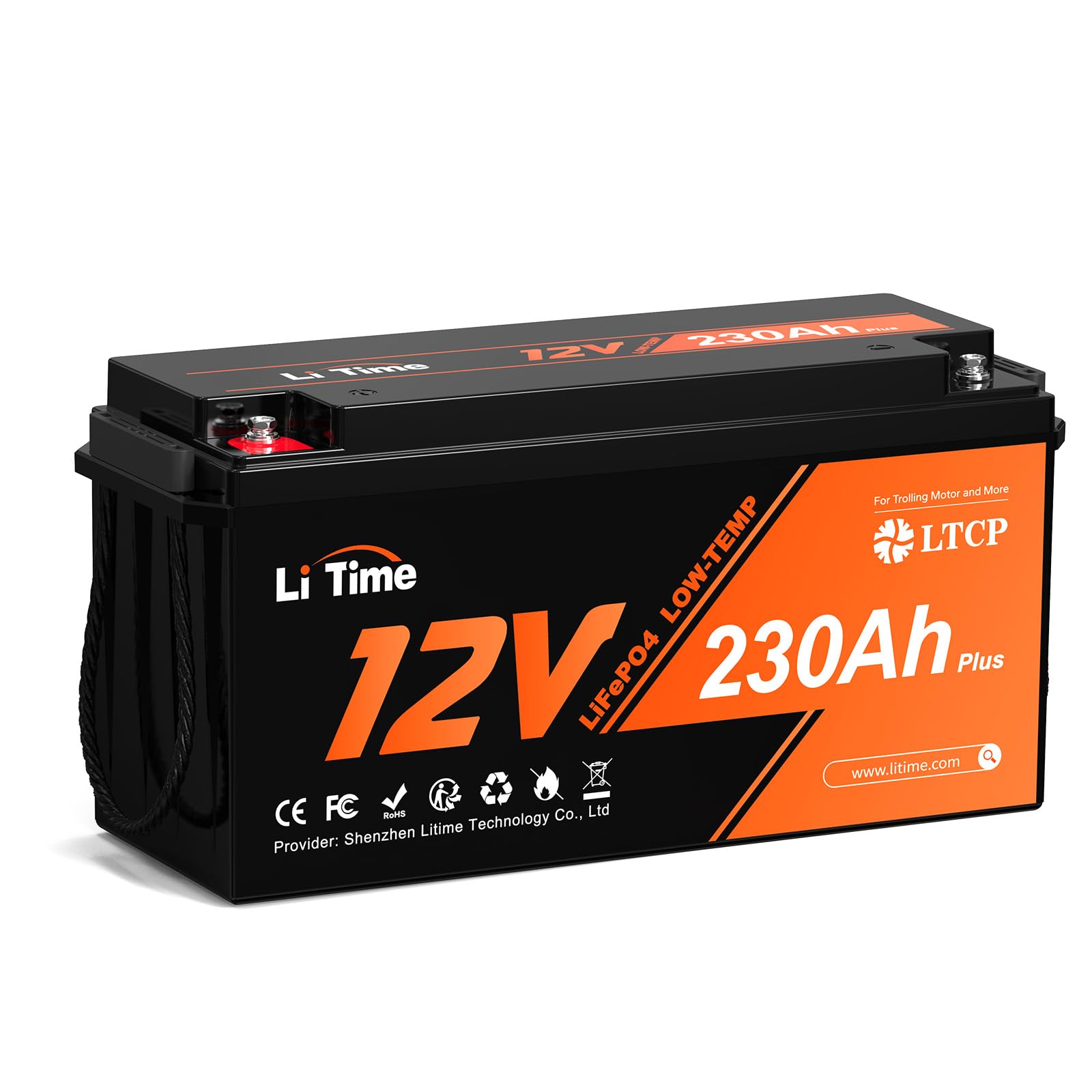 LiTime 12V 230Ah Plus Low-Temp-Schutz LiFePO4 Lithium Batterie mit 200A BMS, 4000-15000 Zyklen, 10 Jahre Lebensdauer, Max 2944Wh Energie Perfekt für Solaranlage, Womo, Camping, Boot, Hausenergiespeich von Litime