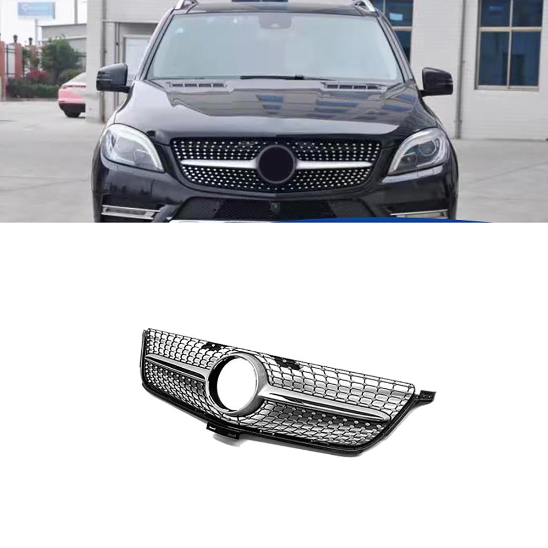 Frontstoßstangengrill für Mercedes Benz ML W166 2013-2015,Nierengrill für Frontkühler,Ersatz-Facelift-Grill,ABS von Lmmdhi