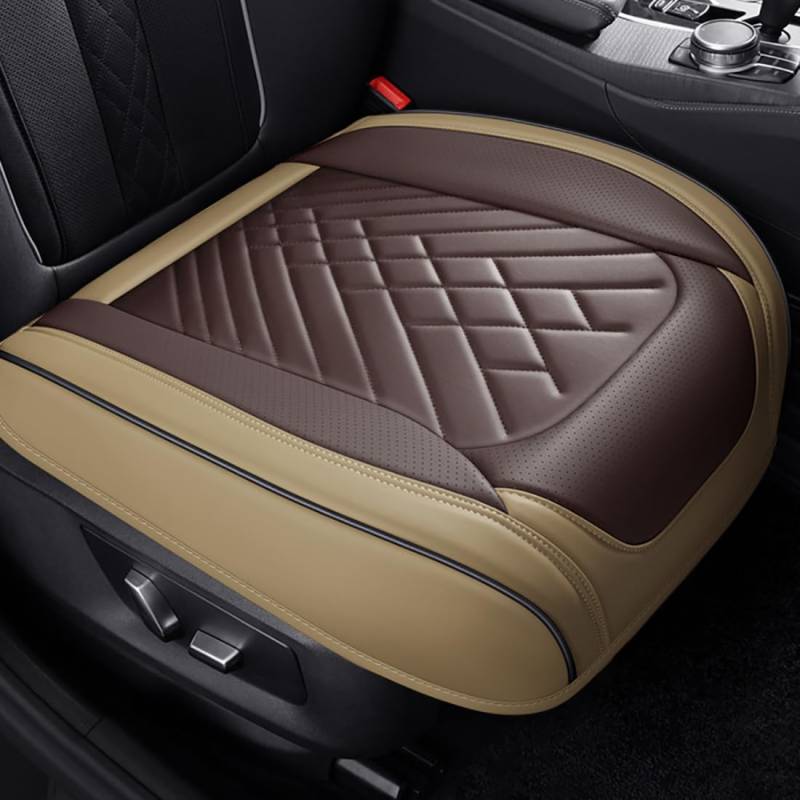 Lmmdhi Autositzbezug aus PU-Leder für Audi TT 8N MK1 1998-2006,rutschfeste Autositzmatte,Innenraumzubehör, beige-Coffee-1 Front seat von Lmmdhi