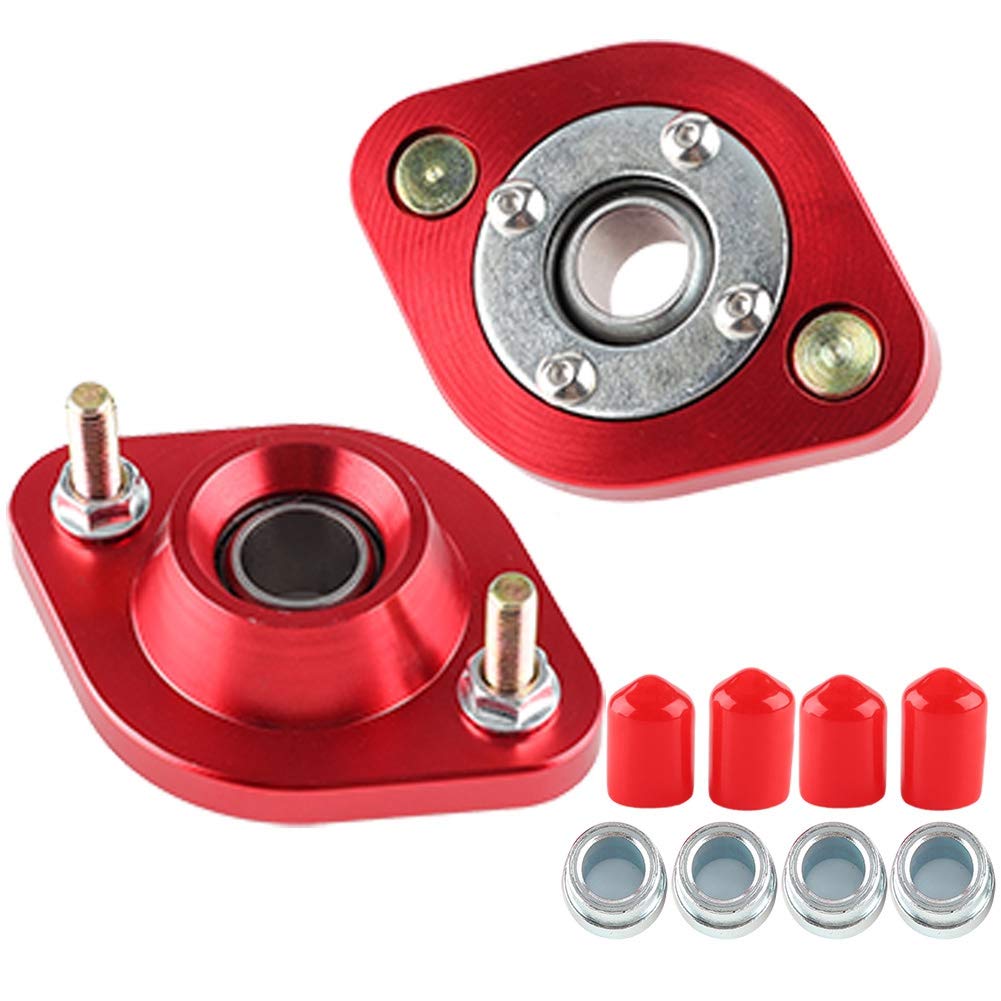 Auto-Stoßdämpfer-Halterungs-Set, Kissenball, hinten, obere Sturzplatten, rot, schwarz, blau, Aluminiumlegierung, Drifting Suspension Upgrade für E30 E36 E46 Z3 (rot) von Loboo Idea