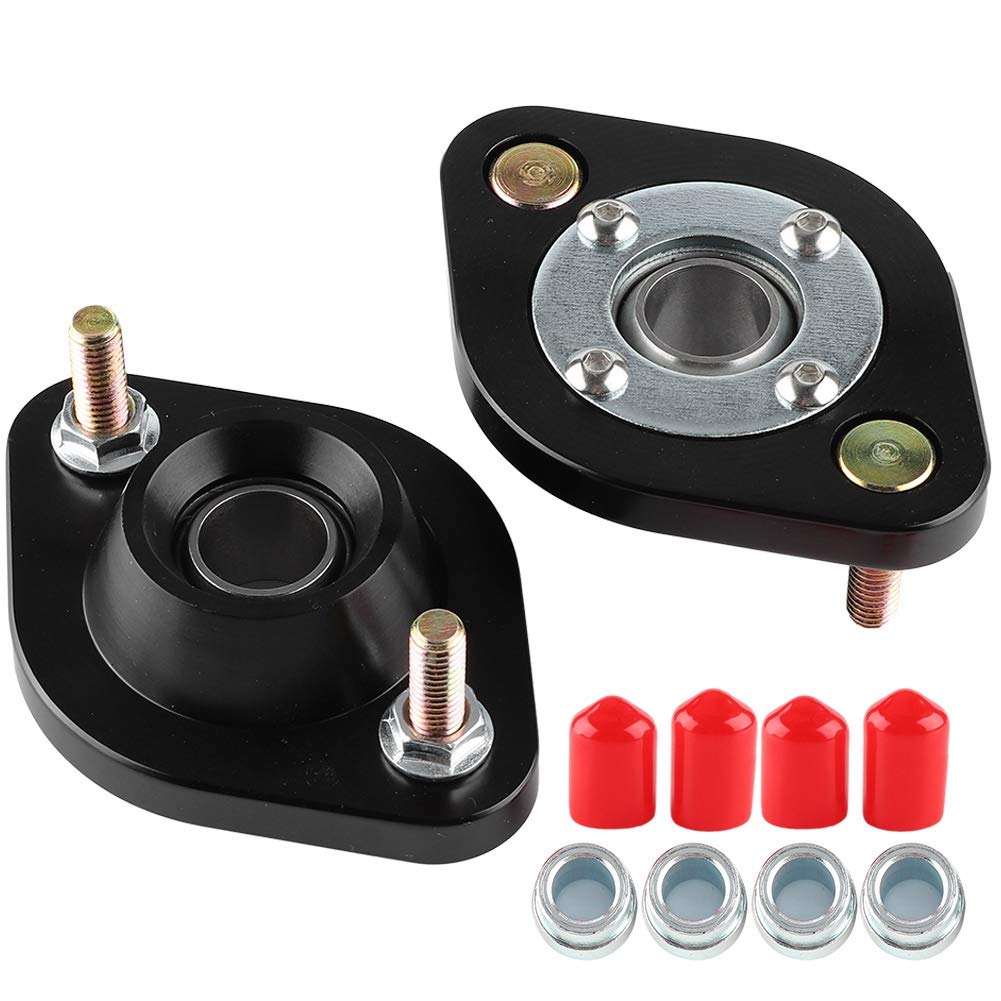 Auto-Stoßdämpfer-Halterungs-Set, Kissenball, hinten, obere Sturzplatten, rot, schwarz, blau, Aluminiumlegierung, Drifting Suspension Upgrade für E30 E36 E46 Z3 (schwarz) von Loboo Idea