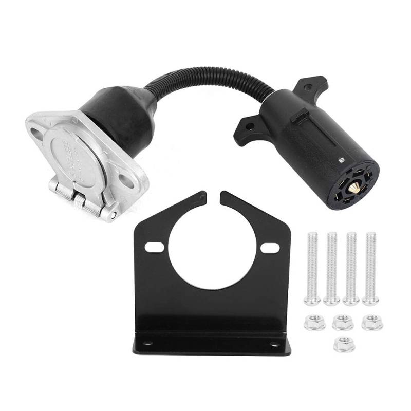 Loboo Idea 7 flache Klinge 7 Rundstiftadapter US-Typ Universal Anhängerkabel RV Stecker 7-Wege-Stecker Anhängersteckdose von Loboo Idea