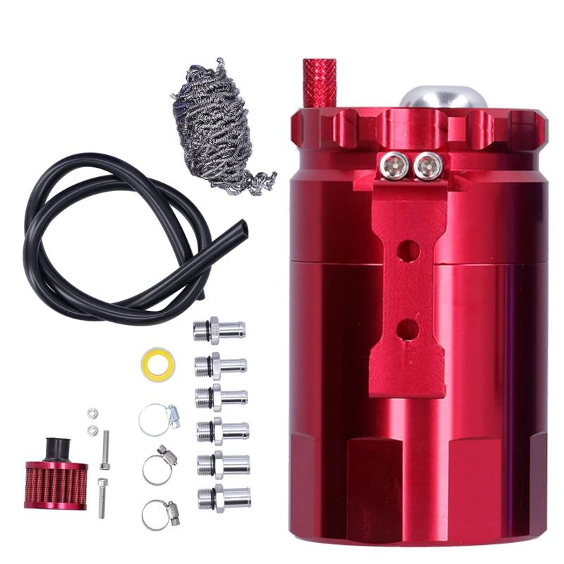 Loboo Idea Ölauffangdosen-Set, Reinigungsmotor, universell, für die meisten Autos, kleine Motorräder, 350 ml Fassungsvermögen, Aluminiumlegierungsmaterial (rot) von Loboo Idea