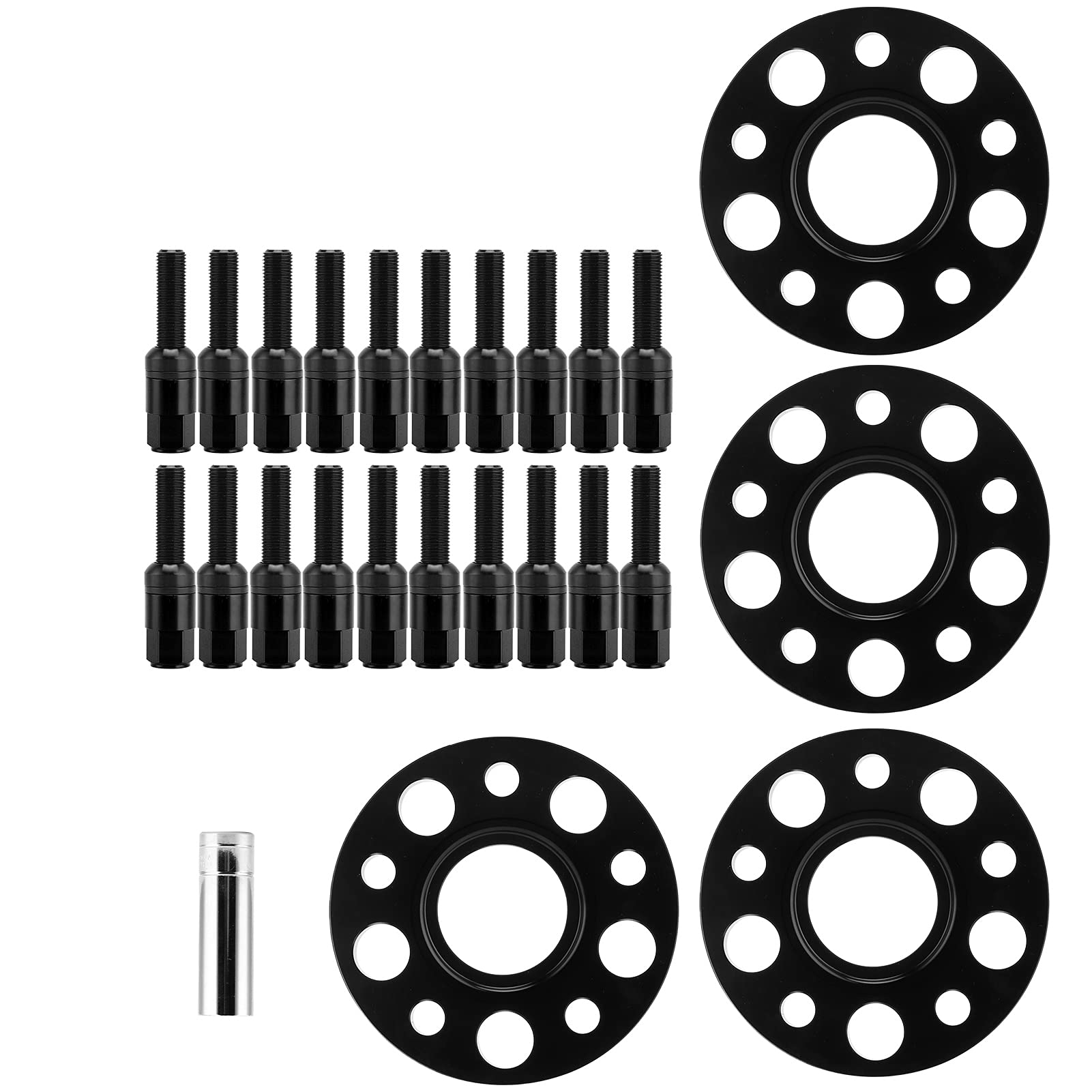 Loboo Idea Spurverbreiterungen, Radaufhänger, 15 mm, Spurverbreiterungs-Set, Ersatz für Benz W202C Classc220 Amg 19942000, verbessert Stabilität und Freiraum, erhöhtes 6061-T6 Aluminium (schwarz) von Loboo Idea