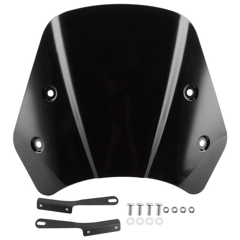 Universelle Motorrad-Windschutzscheibe, Windschutzscheibe, Motorrad, universeller Motorrad-Windabweiser mit Halterung, 12,7 - 17,8 cm (5 - 7 Zoll) (schwarz) von Loboo Idea