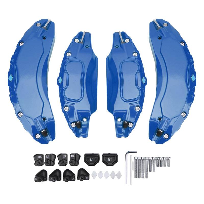 LOCADENCE 4 Stück Auto Bremssattelabdeckungen, 18 Zoll 19 Zoll Bremssattelschutzabdeckungen aus Aluminiumlegierung, Scheibenbremssattel Abdeckungsset für 255 45, R18, 235 40 R19 (Blau) von Locadence