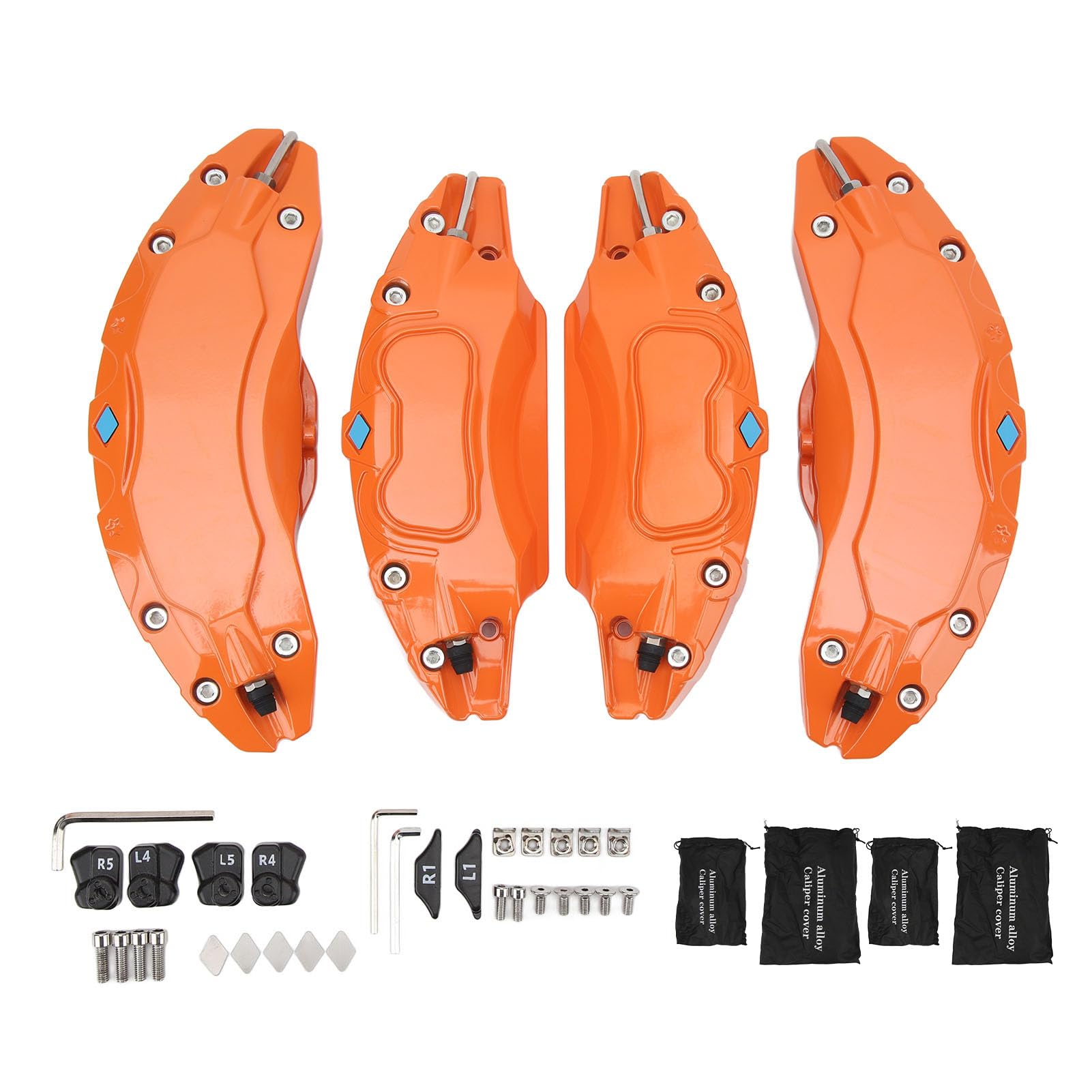 LOCADENCE 4 Stück Bremssattelabdeckungen, Aluminiumlegierung, Auto Bremssattelabdeckungen Vorne und Hinten, für Modell Y2020 2023 19 20 Zoll Radnabe (Orange) von Locadence