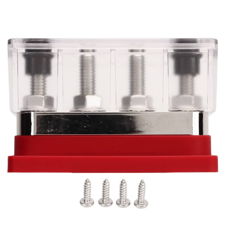 Locadence DC12V bis 48V 600A Stromverteilungsblock Sammelschiene, M10 4 Bolzen Hochstrom Marine Batterie Sammelschienen Klemmenblock für Auto, Wohnmobil, Boot, Yacht (Red) von Locadence