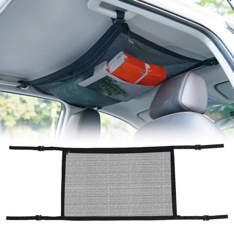 Locisne Car Ceiling Cargo Net Universal Car Trunk Innendach Aufbewahrungstarsch Organizer Mesh Net Bag mit Reißverschluss für Jeep Van SUV von Locisne