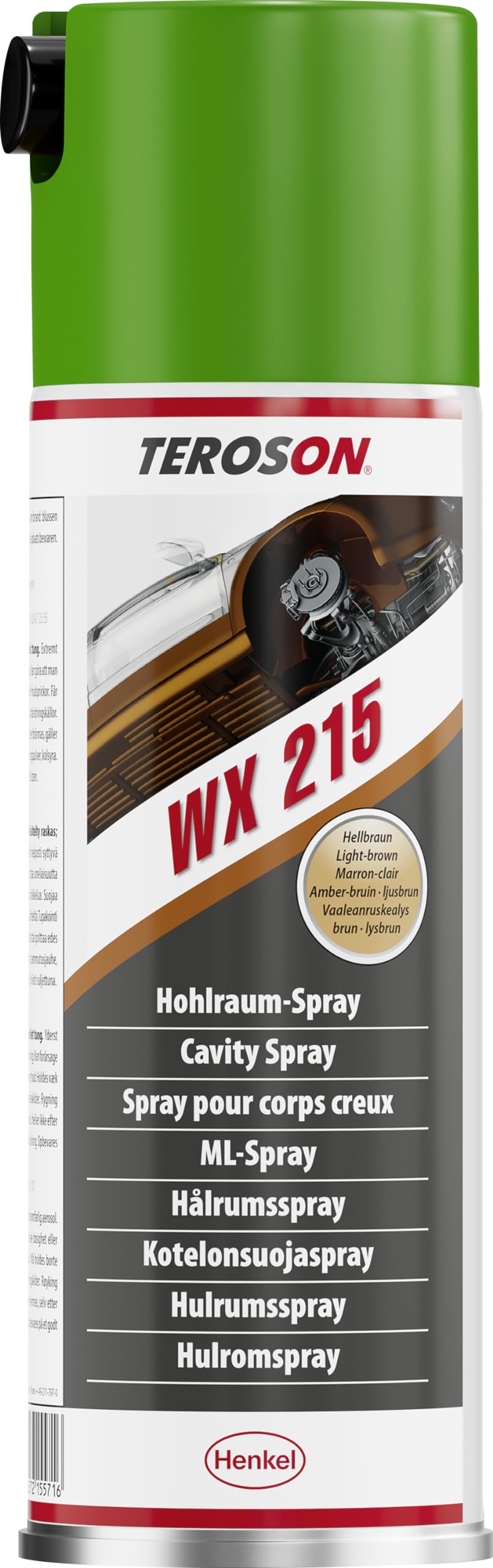 TEROSON WX 215, Korrosionsschutzmittel für die Hohlraumversiegelung, Rostschutz Spray mit hoher Temperaturbeständigkeit, Wachs Spray für die Karosseriereparatur, 1x500ml von Teroson