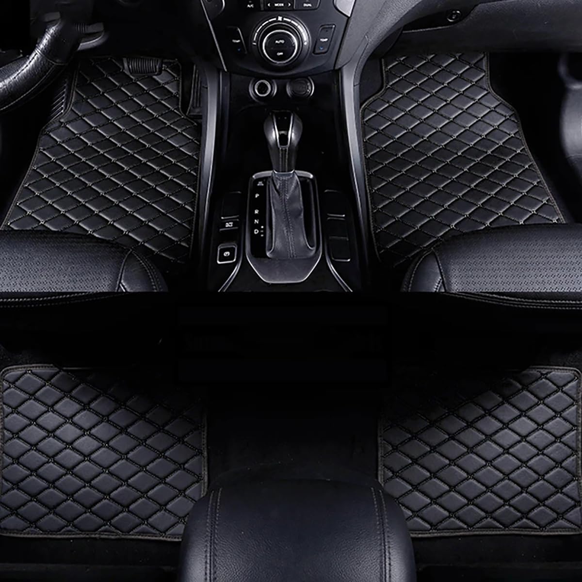 4 Stück individuelle wasserdichte Anti-Rutsch-Auto-Fußmatten für Land Rover Range Rover Evoque 2012-2015 SUV, vorne und hinten, kompletter Satz Leder-Fußmatten, PU-Leder,D-Black von LohxA