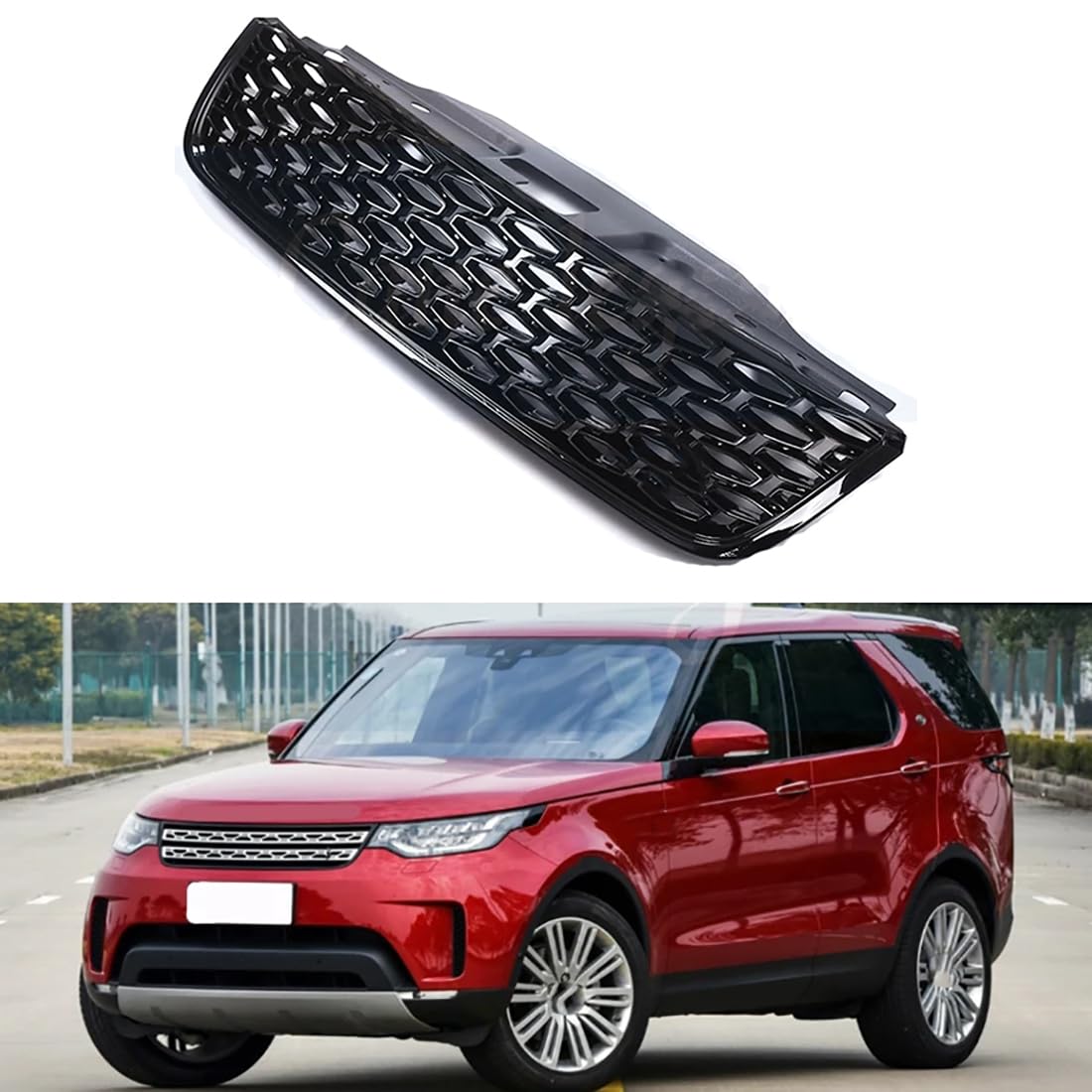 LohxA Auto-Front-Renngrill für Land Rover Discovery 5 LR5 L462 2017-2022, ABS-Frontstoßstangengrills, Auto-Styling-Zubehör,Glossy Black-A von LohxA