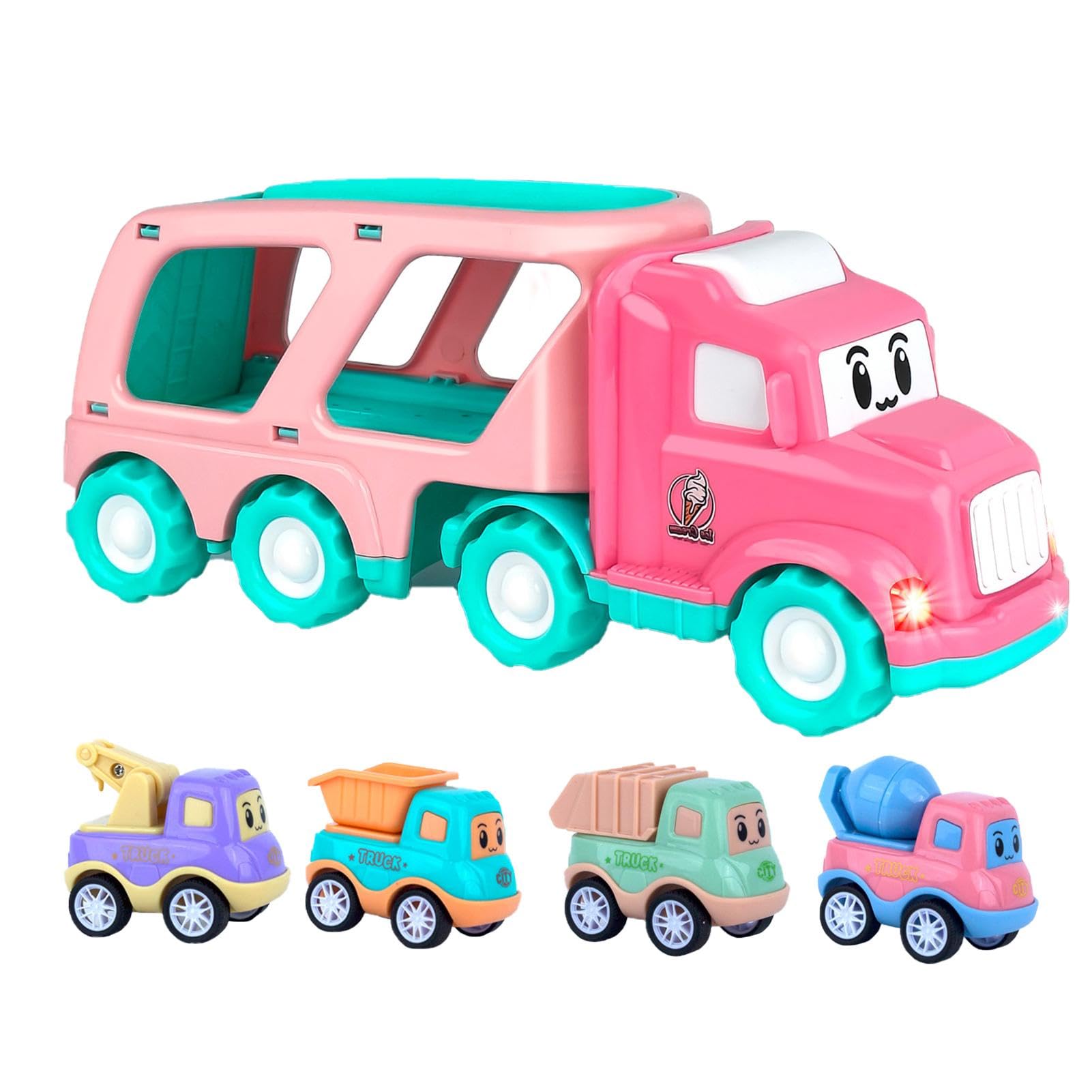 Lokaquk Fun Simulation Truck | Educational Toy for Girls | Creative Play Vehicles, Multi-Function Truck Toy, Kids Flashing Lights Toy, Inertia Vehicle Playset, Colorful Truck for Girls von Lokaquk