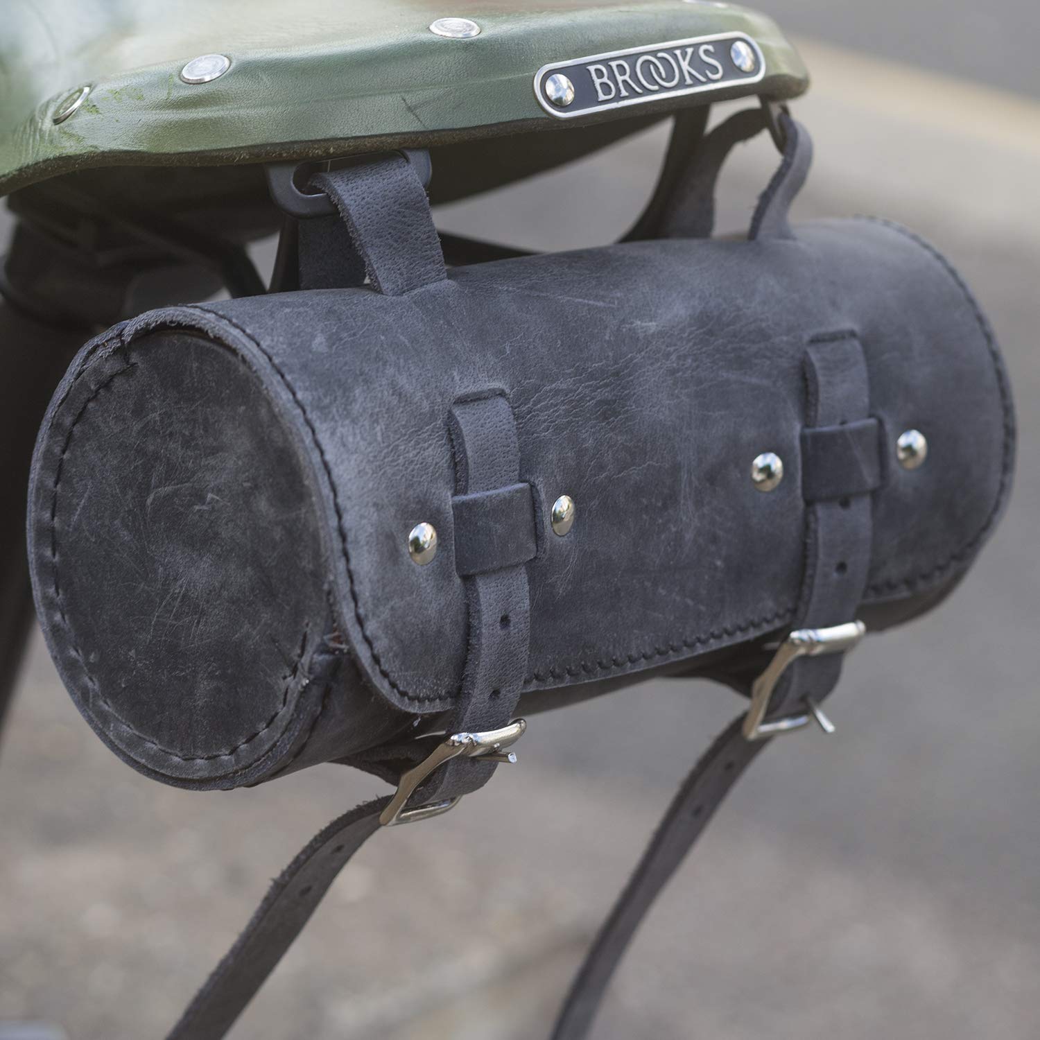 London Craftwork Fahrrad Roll Werkzeugtasche Echt Leder Vintage Retro RAW schwarz Graphit von London Craftwork