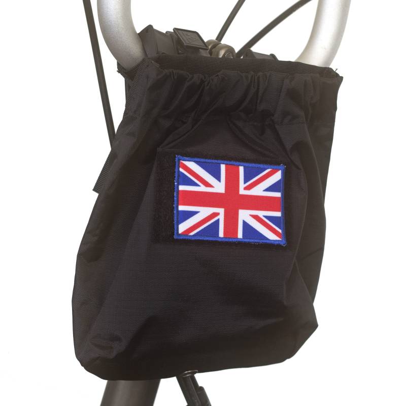 London Craftwork Vorbau-/Satteltasche für Brompton, britische Flagge (personalisierbar mit Ihren eigenen Patches) von London Craftwork