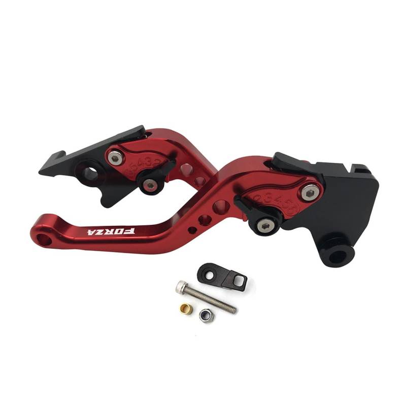 LongGreat Aluminium Kurz Kupplung Verstellbare Motorrad Bremshebel, 1 Paar Motorrad Mit Bremsfunktion Bremsgriff Aluminium Bremshebel Kupplungshebel Für Honda Forza 125 250 300 2010-2022+ (Rot,1) von LongGreat