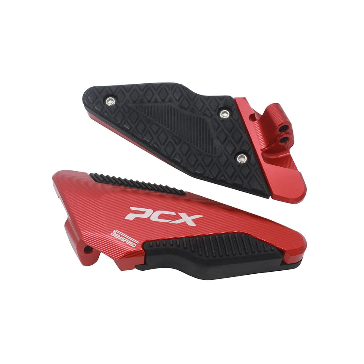 LongGreat Motorrad Vorderes und hinteres Fußpedal-Kit Fußrasten Footpegs Fußpedal Pad Trittbretter Abdeckung Foot Peg Für Honda PCX 125 160 150 (Rot,PCX 125 160 2018-2022 Beifahrer-Ruhepedal) von LongGreat