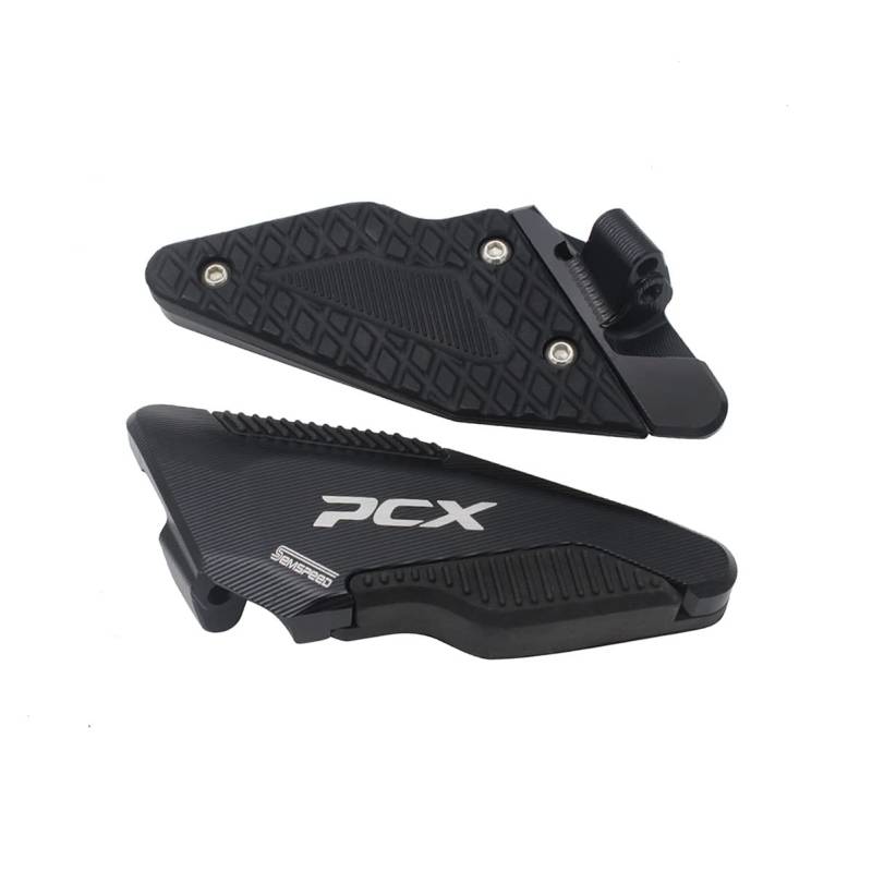 LongGreat Motorrad Vorderes und hinteres Fußpedal-Kit Fußrasten Footpegs Fußpedal Pad Trittbretter Abdeckung Foot Peg Für Honda PCX 125 160 150 (Schwarz,PCX 125 160 2018-2022 Beifahrer-Ruhepedal) von LongGreat