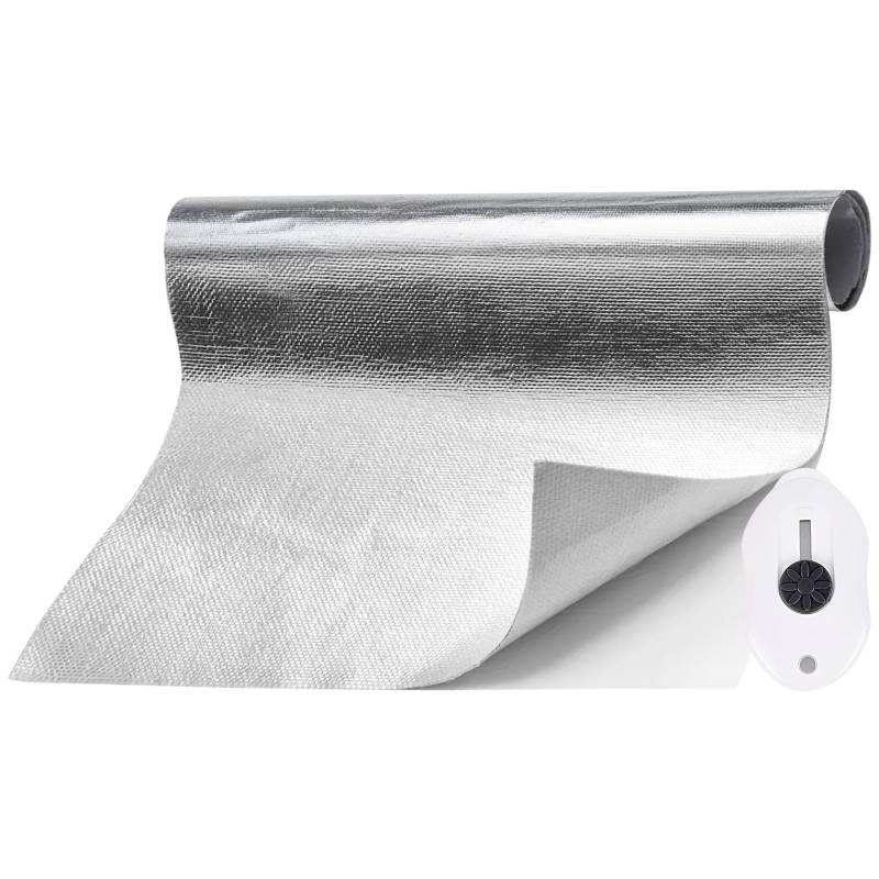 LongZYU Aluminisierte Hitzeschutzmatte Alu Hitzeschutz Aluminium Platte Alu-Fiberglas Hitzeschutzmatte Selbstklebend 30 x 200 cm Hitzeschutzfolie Praktische Hitzeschild für Schlauch Rohrisolierung von LongZYU