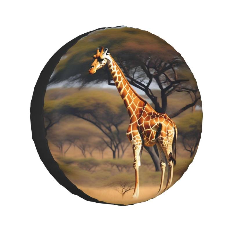 Afrika Giraffe Majestätischer Baumdruck Ersatzreifenabdeckung, universelle Passform für Anhänger, SUV, LKW. (35,6–43,2 cm) von Longzehao