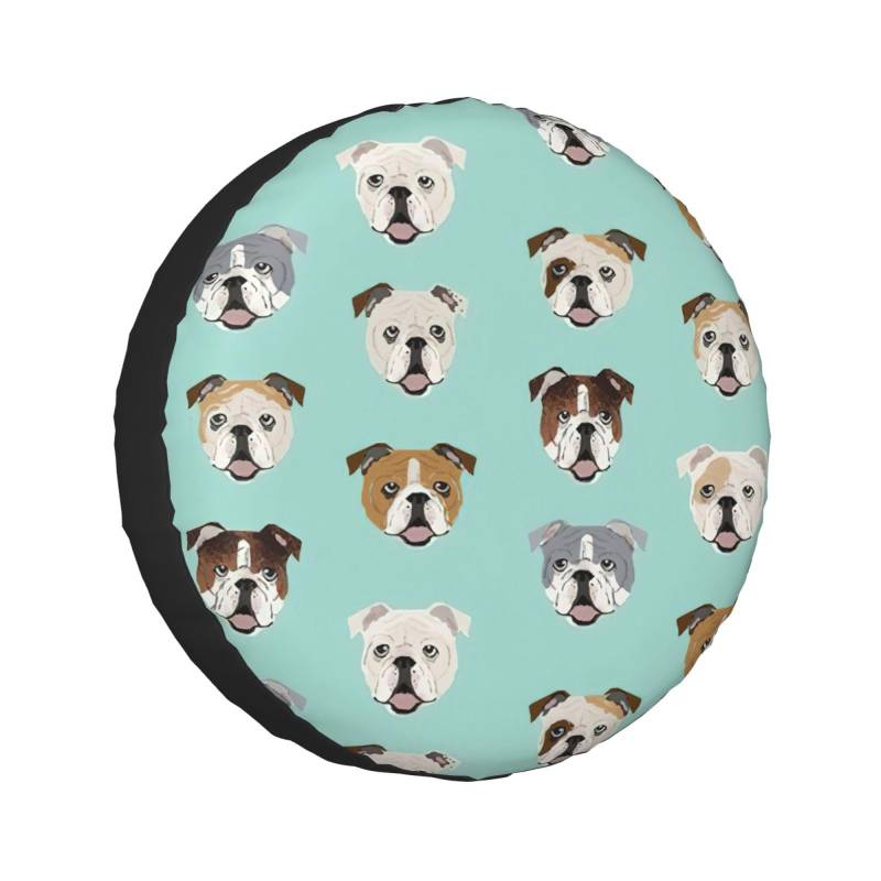 Funny English Bulldog Print Spare Tires Cover, Universal Fit for Trailer SUV Trucks (35.6-43.2 cm) von Longzehao